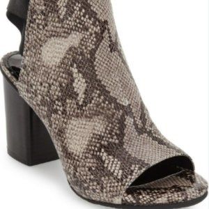 Reaction Kenneth Cole Black & Grey Snakeskin Open-toe Block Heel Bootie